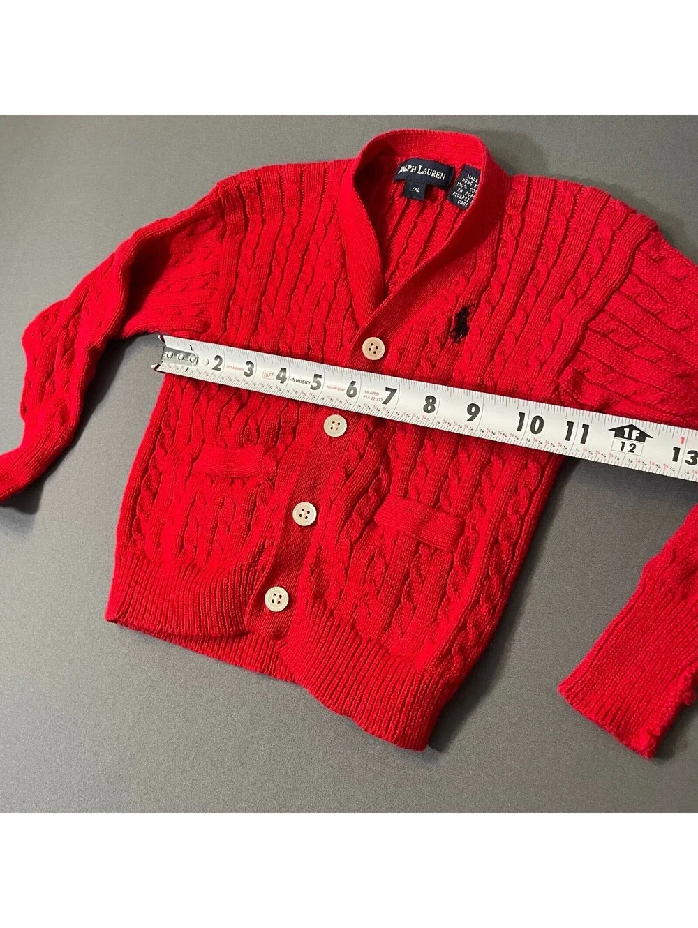 Ralph Lauren Red Cable Knit Cotton Cardigan Toddler Sweater 2T